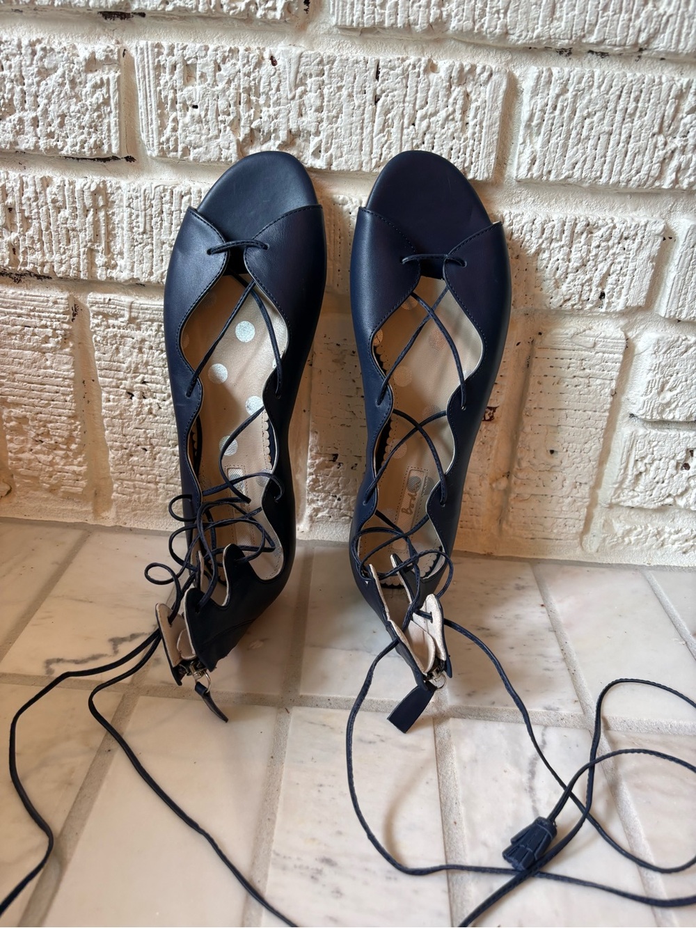 Boden Navy Lace Up Flats